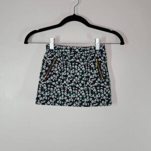 Janie And Jack Skirt Size 2T Zippered Pockets Floral Jacquard Stretch Green